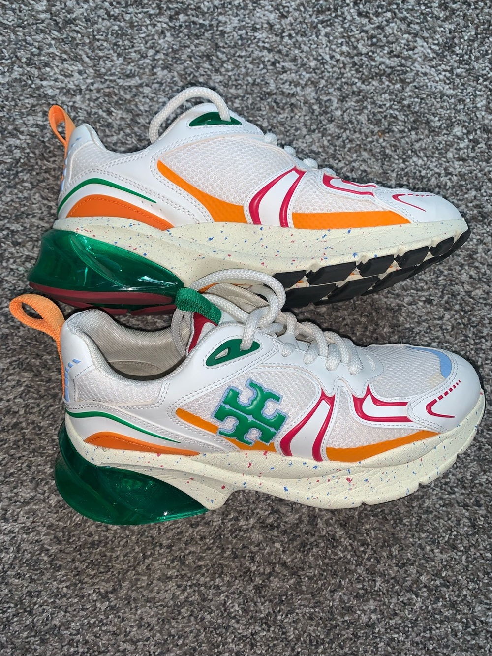 Women Tory Burch Good Luck Trainer Multi Colored Sneaker - Picture 3 of 7